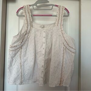 White Sleeveless Button-Up Top size XL